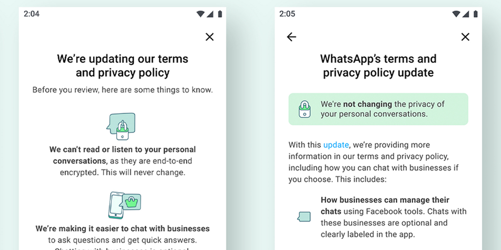 WhatsApp privacy terms