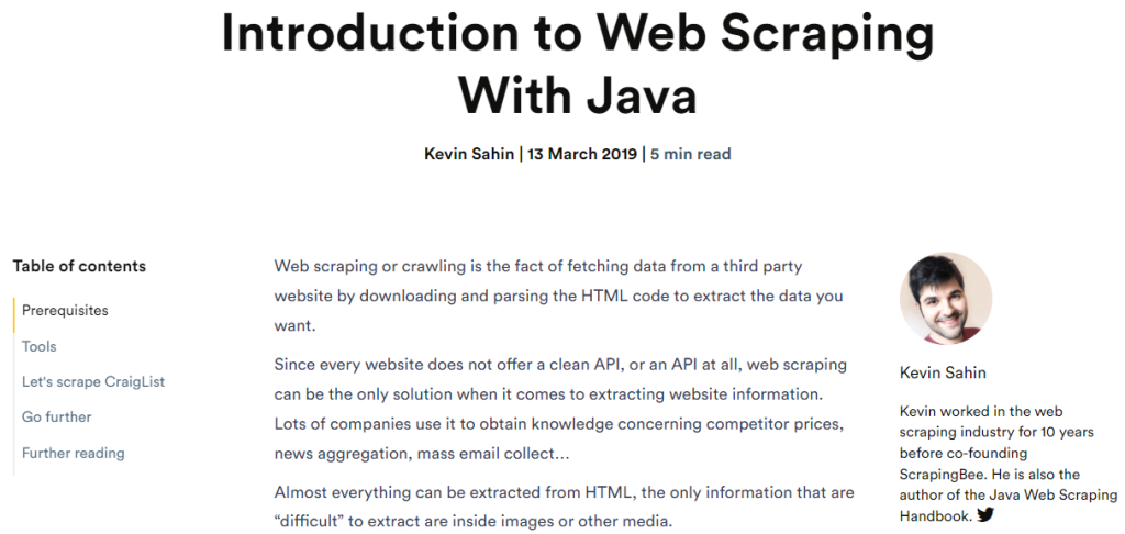Java web scraping blog post