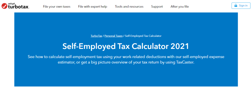 Self-Employed Tax Calculator 2021