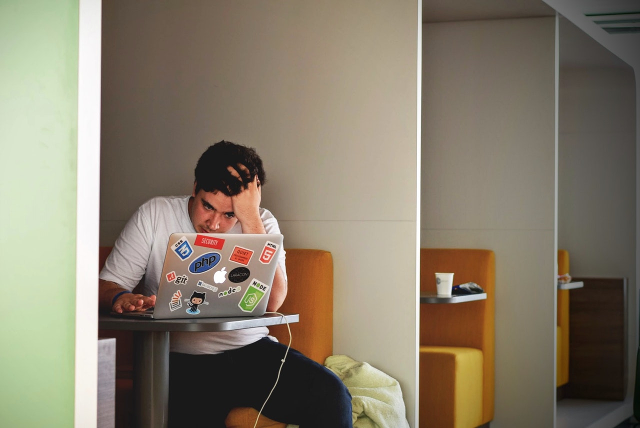 Young man using laptop