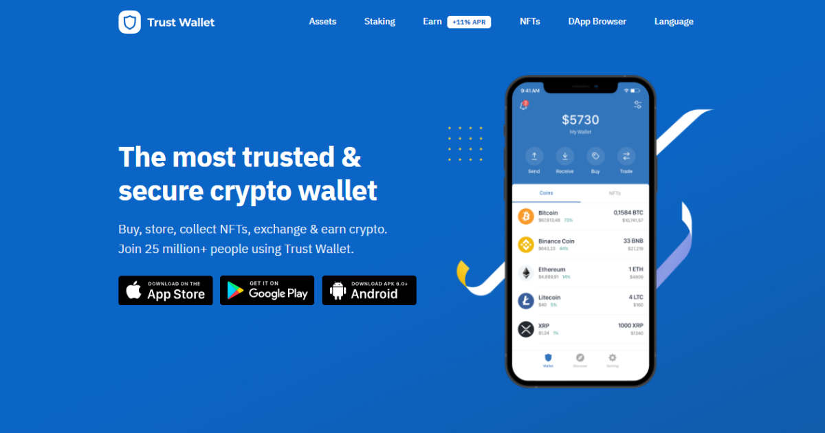 Trust Wallet landing page