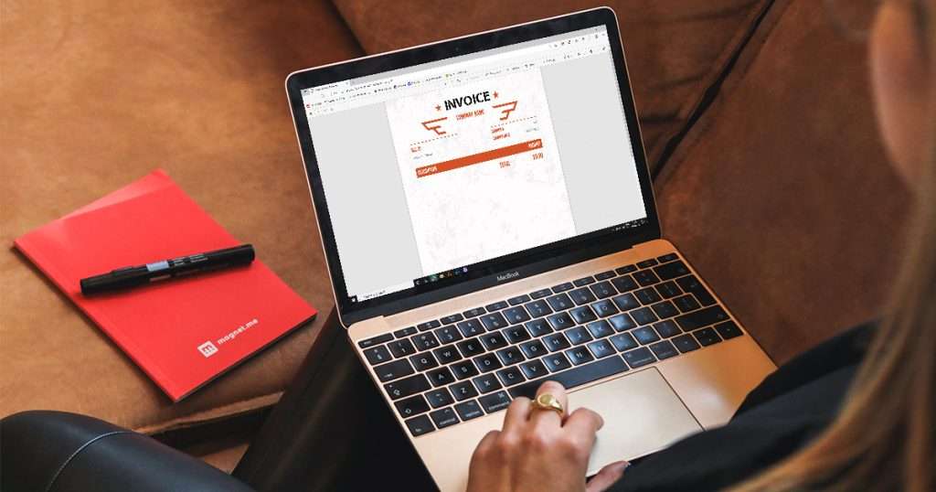 Woman viewing invoice