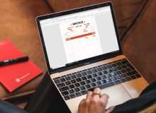 Woman viewing invoice