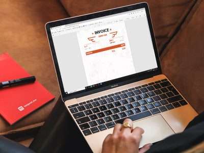 Woman viewing invoice
