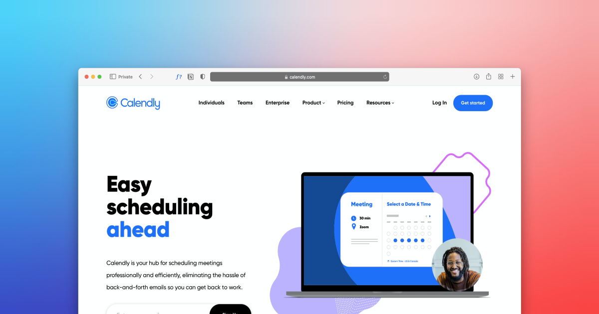 Calendly landing page