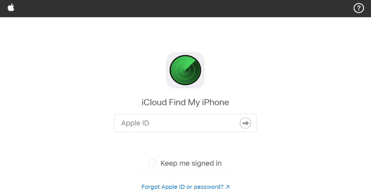 Find My iPhone landing page