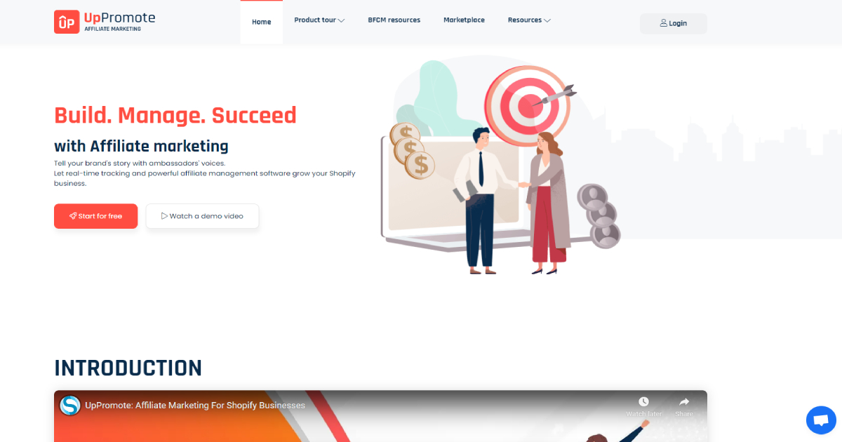 UpPromote landing page